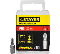 Биты для шуруповёрта STAYER PH2 25 мм 10 шт ProFix Phillips 26201-2-25-10_z01