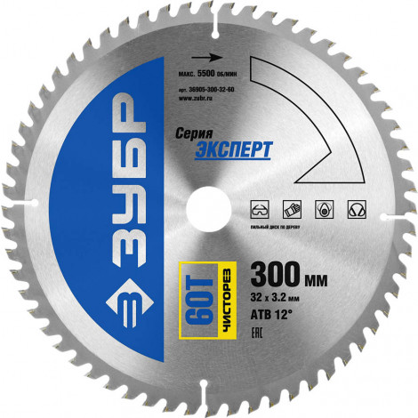 Диск пильный по дереву ЗУБР 300х32 мм 60T 36905-300-32-60