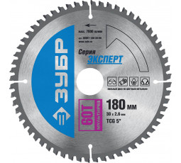 Диск пильный по алюминию и ламинату ЗУБР 180х30 мм 60T 36907-180-30-60
