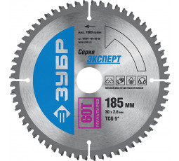 Диск пильный по алюминию и ламинату ЗУБР 185х30 мм 60T 36907-185-30-60