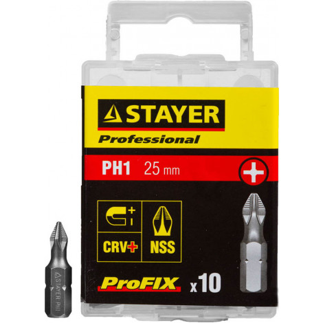 Биты для шуруповёрта STAYER PH1 25 мм 10 шт ProFix Phillips 26201-1-25-10_z01