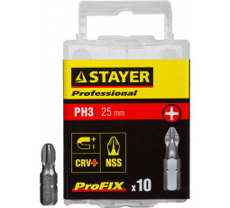 Биты для шуруповёрта STAYER PH3 25 мм 10 шт ProFix Phillips 26201-3-25-10_z01