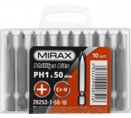 Биты для шуруповёрта MIRAX PH1 50 мм 10 шт 26253-1-50-10
