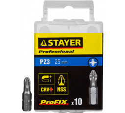 Биты для шуруповёрта STAYER PZ3 25 мм 10 шт ProFix Pozidriv 26221-3-25-10_z01