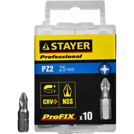 Биты для шуруповёрта STAYER PZ2 25 мм 10 шт ProFix Pozidriv 26221-2-25-10_z01