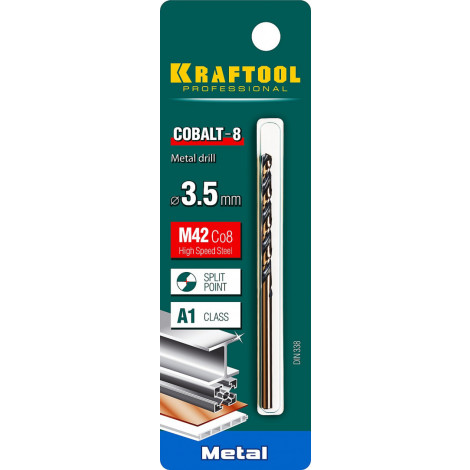 Сверло по металлу KRAFTOOL d=3.5 мм HSS-Co DIN 338 29656-3.5