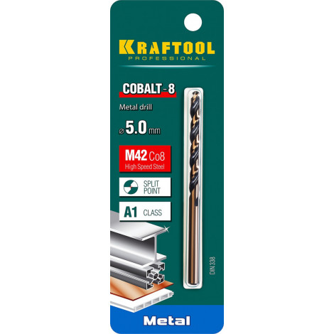 Сверло по металлу KRAFTOOL d=5 мм HSS-Co DIN 338 29656-5
