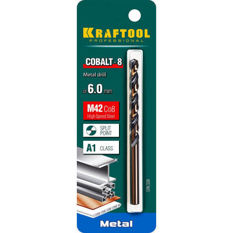 Сверло по металлу KRAFTOOL d=6 мм HSS-Co DIN 338 29656-6