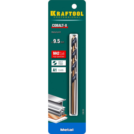 Сверло по металлу KRAFTOOL d=9.5 мм HSS-Co DIN 338 29656-9.5