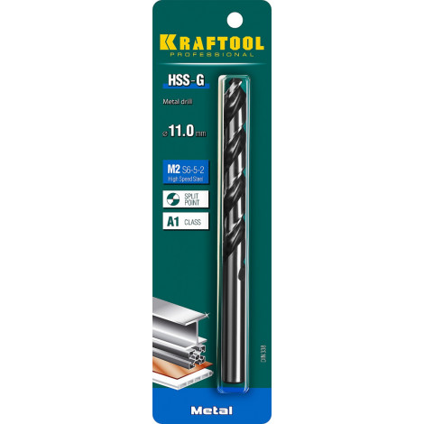 Сверло по металлу KRAFTOOL d=11 мм HSS-G DIN 338 29651-11