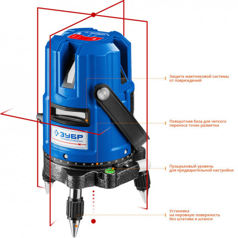 Лазерный уровень ЗУБР Крест-55 34904