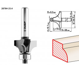 Фреза кромочная калевочная ЗУБР №1 d=25.4 мм 28784-25.4