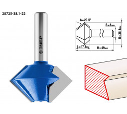 Фреза кромочная конусная ЗУБР d=38.1 мм  28725-38.1-22
