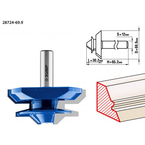 Фреза кромочная для углового сращивания ЗУБР d=69.9 мм 28724-69.9