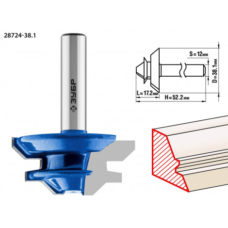 Фреза кромочная для углового сращивания ЗУБР d=38.1 мм 28724-38.1