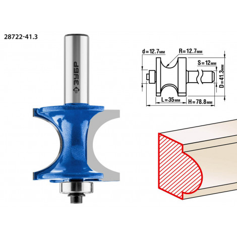 Фреза кромочная полустержневая с подшипником ЗУБР d=41.3 мм 28722-41.3