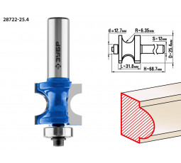 Фреза кромочная полустержневая с подшипником ЗУБР d=25.4 мм 28722-25.4