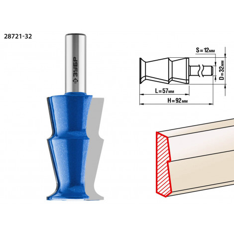 Фреза кромочная фигурная №10 ЗУБР d=32 мм 28721-32