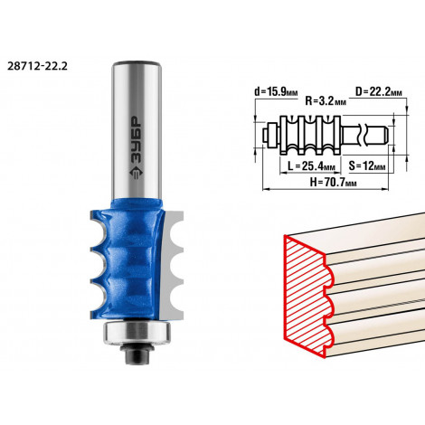 Фреза кромочная фигурная №1 ЗУБР d=22.2 мм 28712-22.2