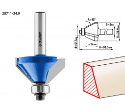 Фреза кромочная калевочная(фасочная) №9 ЗУБР d=34.9 мм 28711-34.9