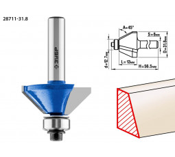 Фреза кромочная калевочная(фасочная) №9 ЗУБР d=31.8 мм 28711-31.8