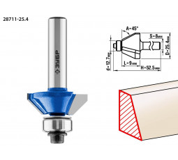 Фреза кромочная калевочная(фасочная) №9 ЗУБР d=25.4 мм 28711-25.4