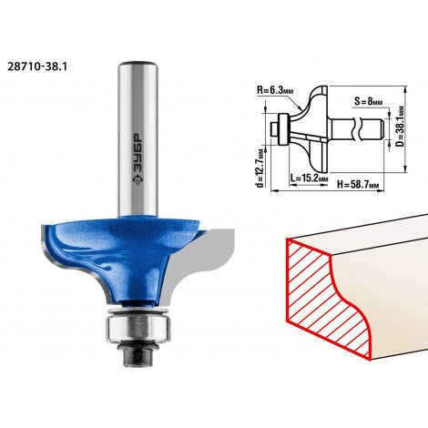 Фреза кромочная калевочная №8 ЗУБР d=38.1 мм 28710-38.1