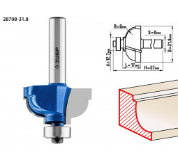 Фреза кромочная калевочная №7 ЗУБР d=31.8 мм 28708-31.8