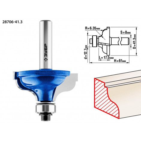 Фреза кромочная калевочная №5 ЗУБР d=41.3 мм 28706-41.3