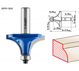 Фреза кромочная калевочная №1 ЗУБР d=50.8 мм 28701-50.8