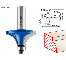 Фреза кромочная калевочная №1 ЗУБР d=44.5 мм 28701-44.5