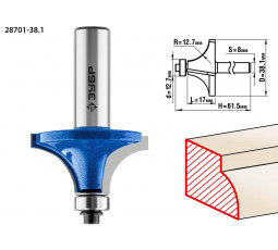 Фреза кромочная калевочная №1 ЗУБР d=38.1 мм 28701-38.1