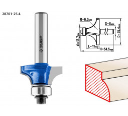 Фреза кромочная калевочная №1 ЗУБР d=25.4 мм 28701-25.4