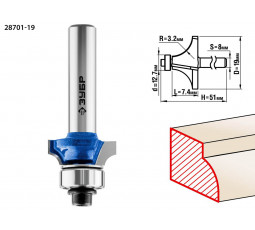 Фреза кромочная калевочная №1 ЗУБР d=19 мм 28701-19