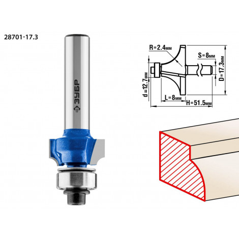 Фреза кромочная калевочная №1 ЗУБР d=17.3 мм 28701-17.3