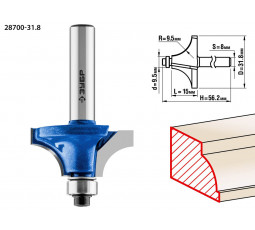 Фреза кромочная калевочная №1 ЗУБР d=31.8 мм 28700-31.8