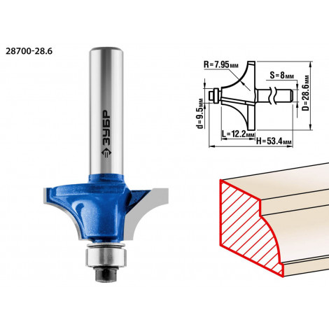 Фреза кромочная калевочная №1 ЗУБР d=28.6 мм 28700-28.6