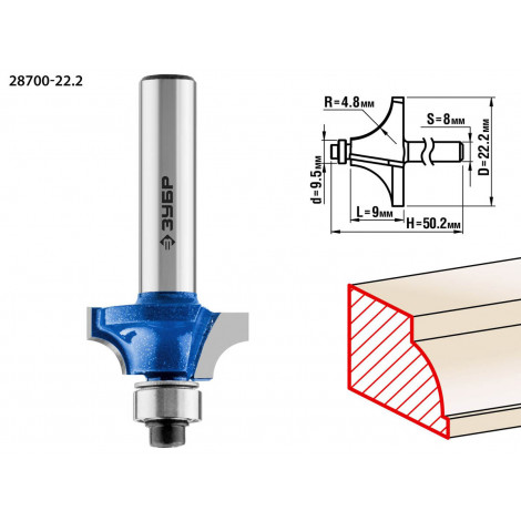 Фреза кромочная калевочная №1 ЗУБР d=22.2 мм 28700-22.2