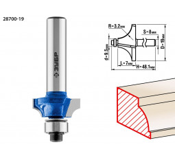 Фреза кромочная калевочная №1 ЗУБР d=19 мм 28700-19