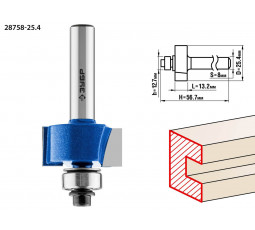 Фреза четвертная кромочная фальцевая ЗУБР d=25.4 мм 28758-25.4