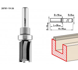 Фреза пазовая прямая с верхним подшипником ЗУБР D=19 мм 28781-19-26