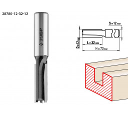 Фреза пазовая прямая ЗУБР D=12 мм 28780-12-32-12