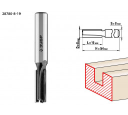 Фреза пазовая прямая ЗУБР D=8 мм 28780-8-19