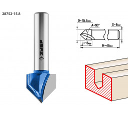 Фреза пазовая галтельная V-образная ЗУБР D=15.8 мм 28752-15.8
