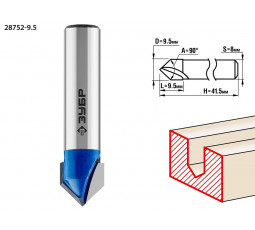 Фреза пазовая галтельная V-образная ЗУБР D=9.5 мм 28752-9.5