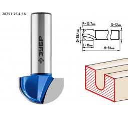 Фреза пазовая галтельная ЗУБР D=25.4 мм 28751-25.4-16