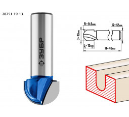 Фреза пазовая галтельная ЗУБР D=19 мм 28751-19-13
