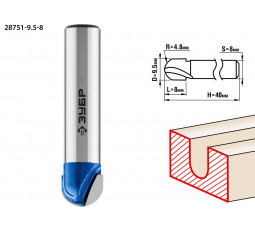 Фреза пазовая галтельная ЗУБР D=9.5 мм 28751-9.5-8