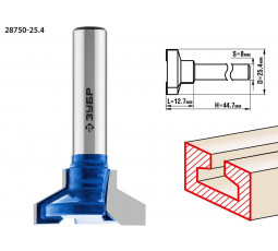 Фреза пазовая галтельная Т-образная №2 ЗУБР D=25.4 мм 28750-25.4