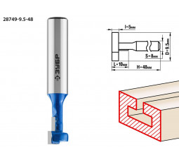 Фреза пазовая галтельная Т-образная №1 ЗУБР D=9.5 мм 28749-9.5-48